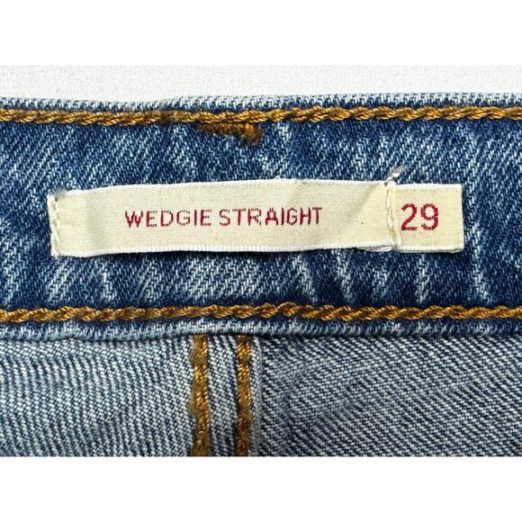 Levi's Women's Wedgie Straight Leg Button Fly Blue Denim Jeans - Size 29x26 - Picture 5 of 8